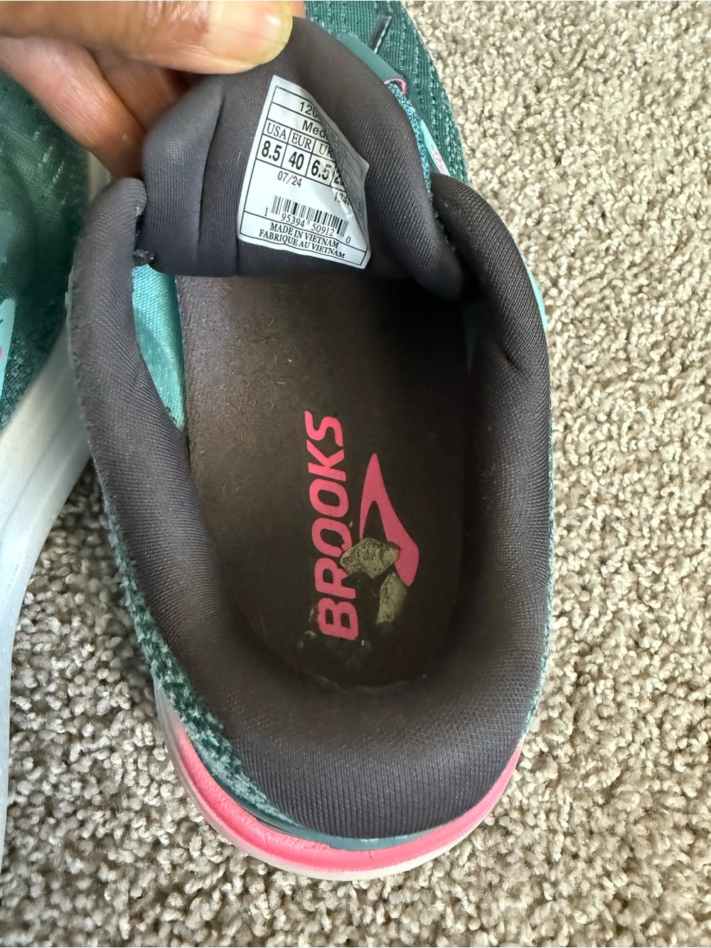 Brooks Women's Teal and Pink Athletic Running Shoes - Picture 6 of 16